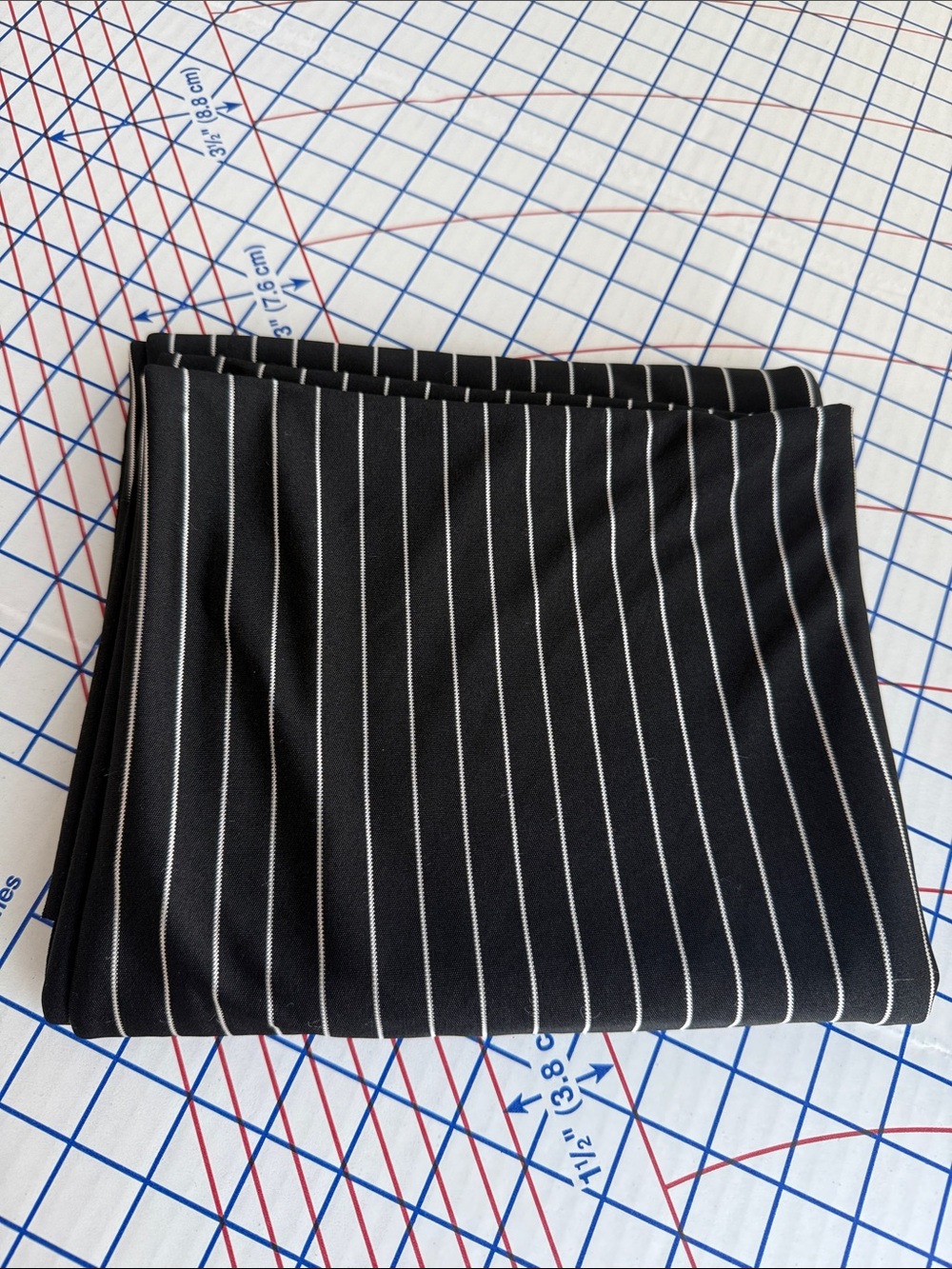 Vintage Black White Pinstripe Slinky Knit Fabric 1.5 Yards x 78” Wide